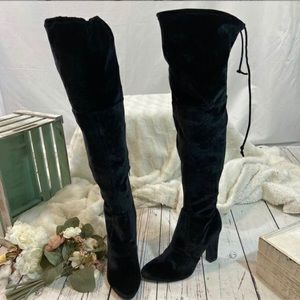 Black Suede Over-the-Knee Boots